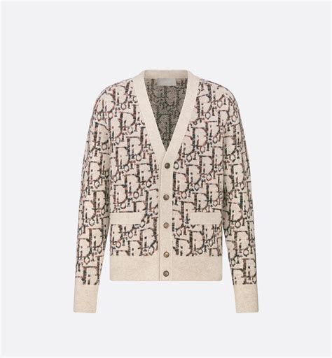 Dior Oblique Cardigan Beige and Brown Wool Jacquard